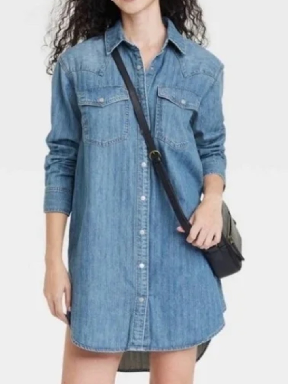 Universal Thread - Denim Western Shirt Dress - Medium Wash - Size MEDIUM